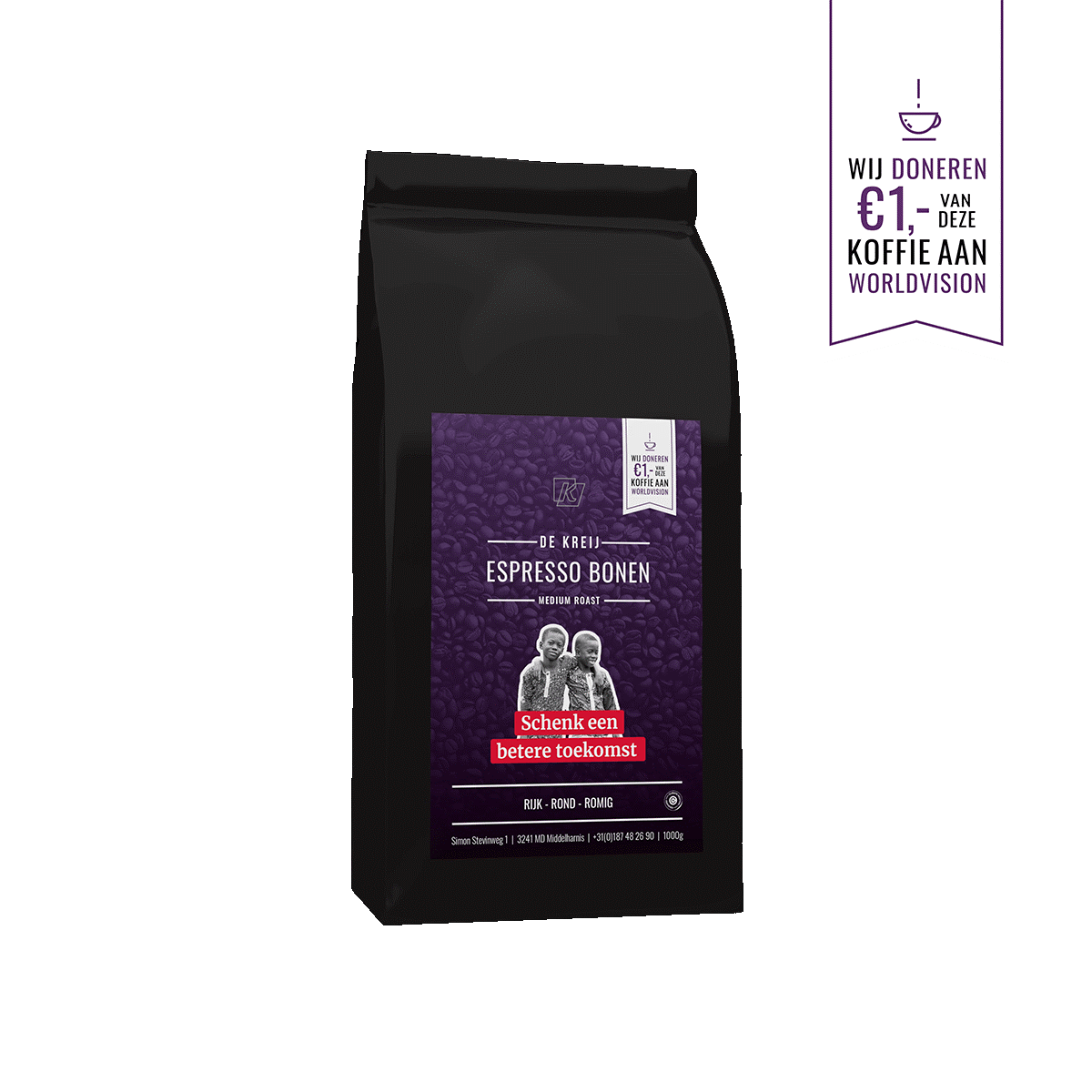 Espressobonen medium roast De Kreij zak 1 kg